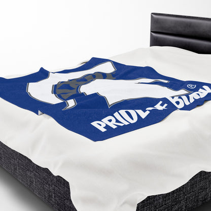 Spartan White Logo Velveteen Plush Blanket