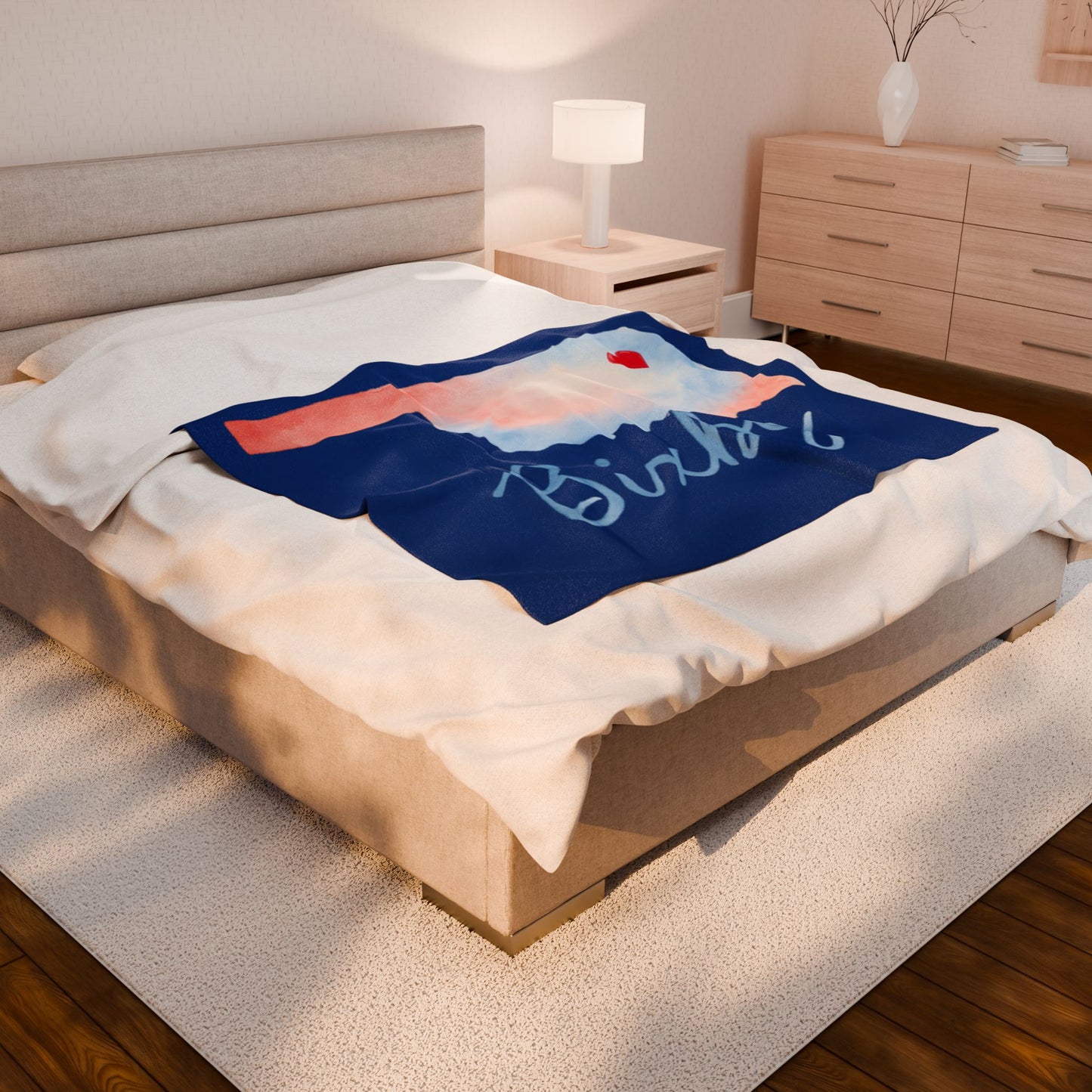 Bixby OK Watercolor Velveteen Plush Blanket