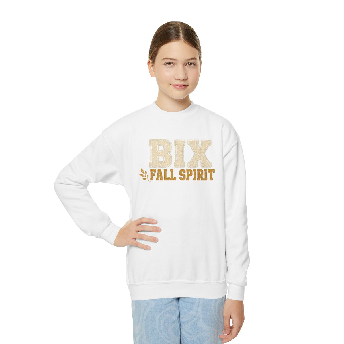 Bixby Spartans Youth Bix Fall Spirit Golden Lettering Sweatshirt