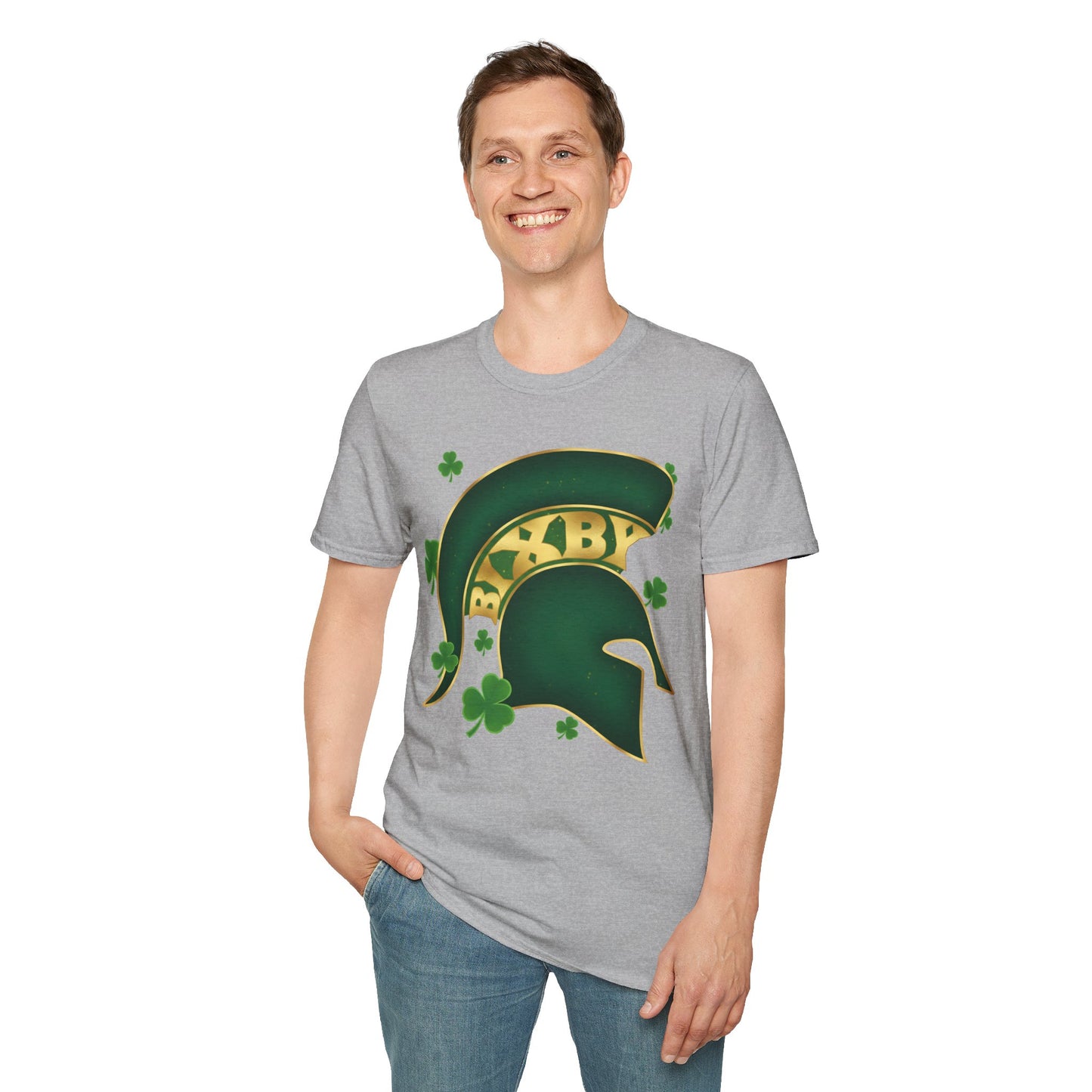 St. Patty's Good Luck Spartan Helmet Adult Gildan Tee
