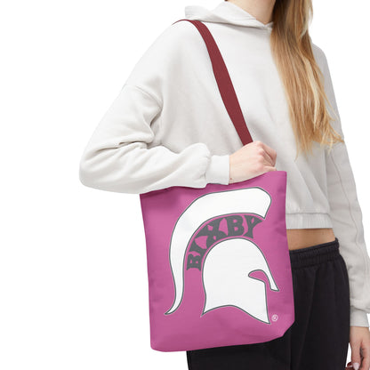 Bixby Spartans White Logo Pink Polyester Tote Bag