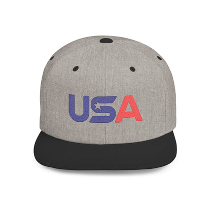 Patriotic USA Embroidered Flat Bill Snapback