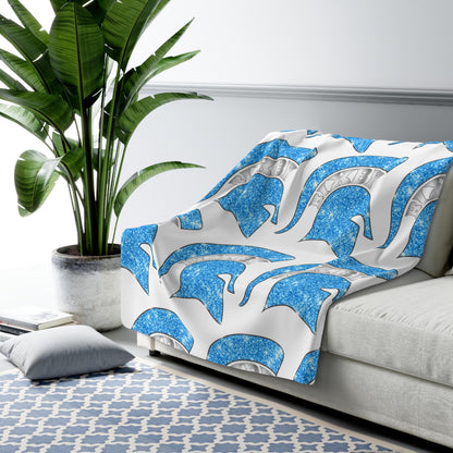 Spartan Blue Bling Logo Sherpa Fleece Blanket