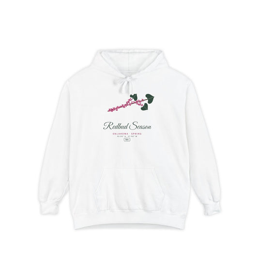 Hoodie printed with Redbud Season Oklahoma.