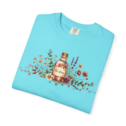 Apothecary Bottle Floral T-Shirt — Vintage Herbal Garden Tee