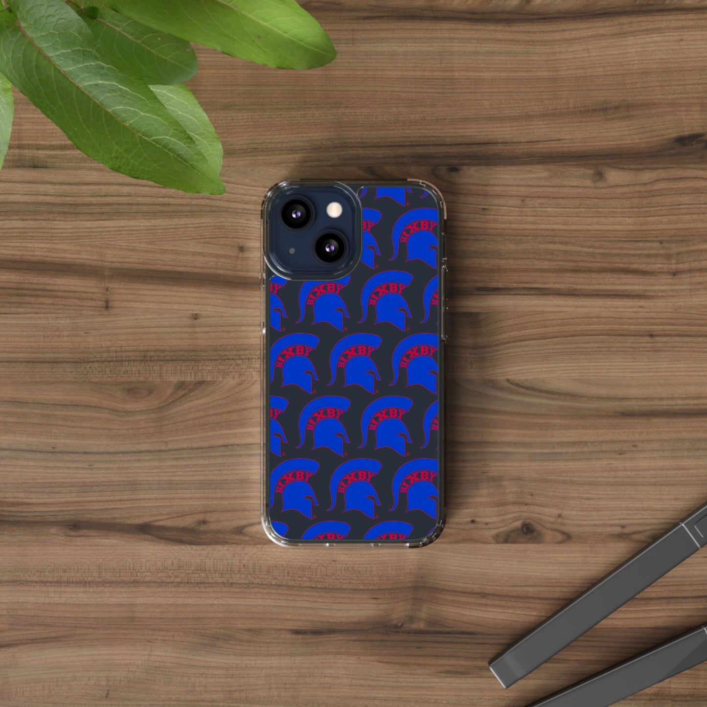 Spartan Blue Logo Clear Apple Phone Case