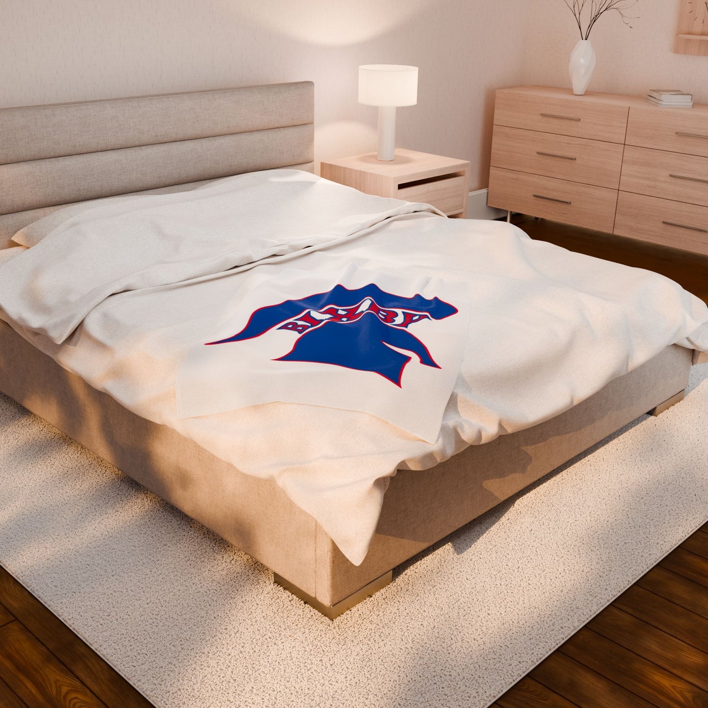 Spartan Blue Logo Velveteen Plush Blanket