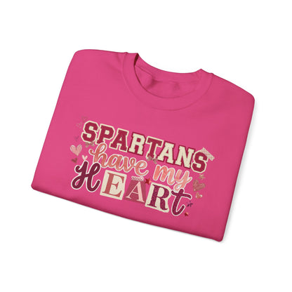 Spartans Have My Heart Collage Print Gildan Sweatshirt