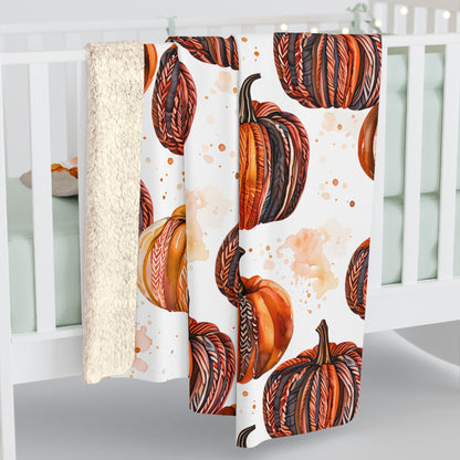 Autumn Pumpkin Paradise Sherpa Comfy Blanket