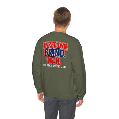 Takedown. Grind. Win Spartan Wresting Gildan Sweatshirt