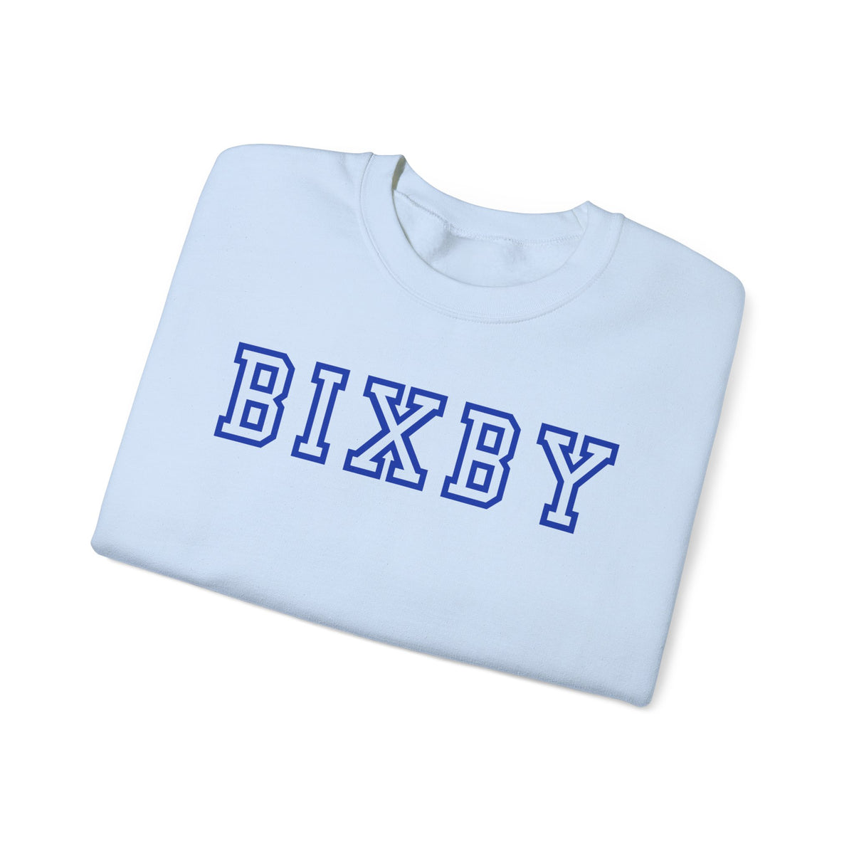 Bixby Spartans Bold Letter With Sleeve Blue Logo Sweatshirt