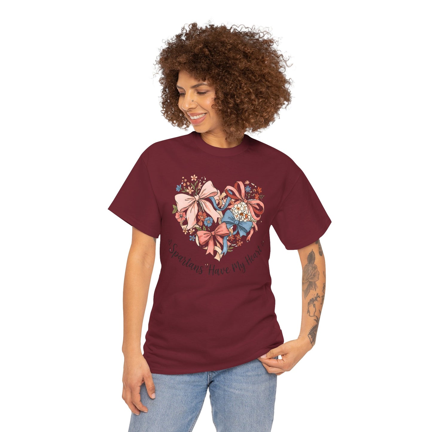 Spartans Have My Heart Floral Gildan Tee