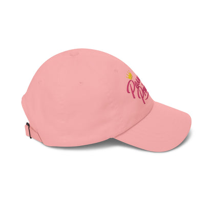 Passenger Princess Dad Cap – Embroidered White Baseball Hat with Pink Script and Crown
