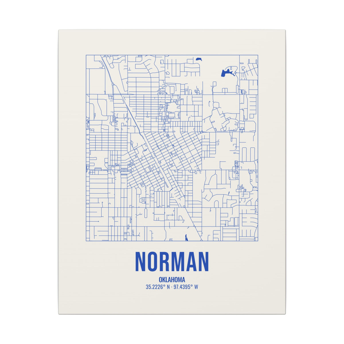 Norman Street Map Canvas, Royal Blue on Cream