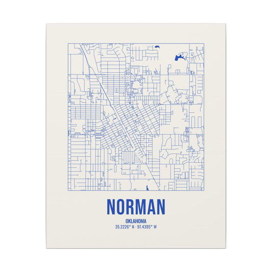Norman Street Map Canvas, Royal Blue on Cream