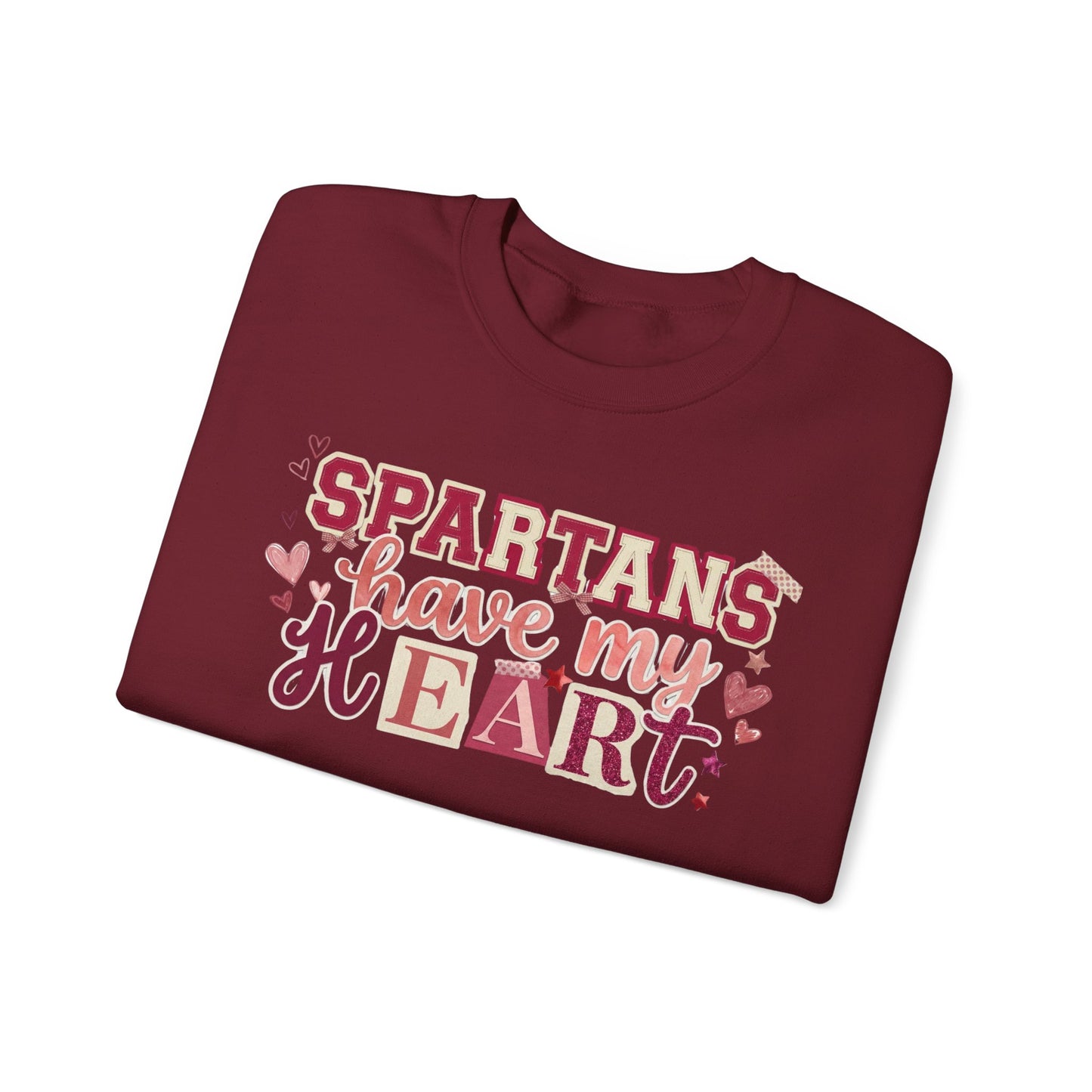 Spartans Have My Heart Crewneck Sweatshirt with Sleeve Bow