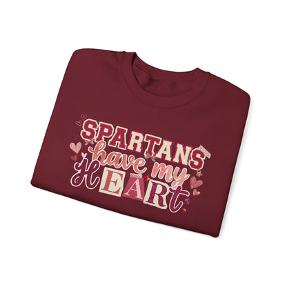 Spartans Have My Heart Crewneck Sweatshirt with Sleeve Bow