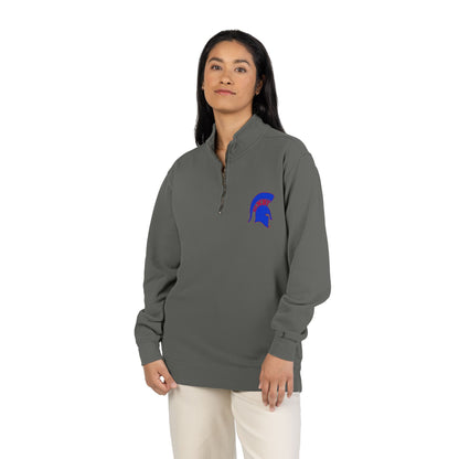 Bixby Spartans Blue Helmet Quarter-Zip Pullover Comfort Colors Tee