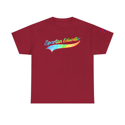 Spartan Educator Tie-Dye Design Gildan Tee With Sleeve Logo