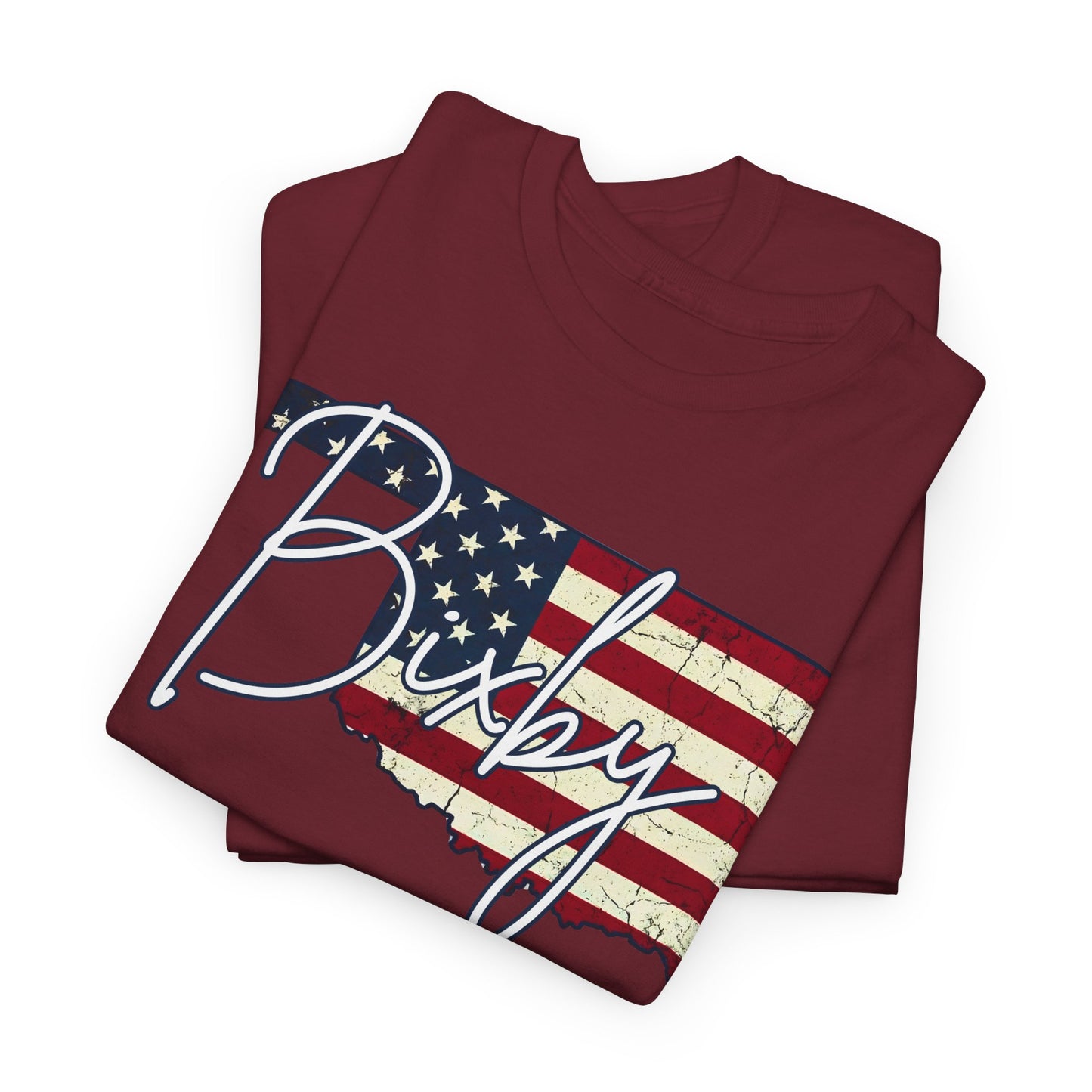 Oklahoma Flag Bixby Script Gildan Tee