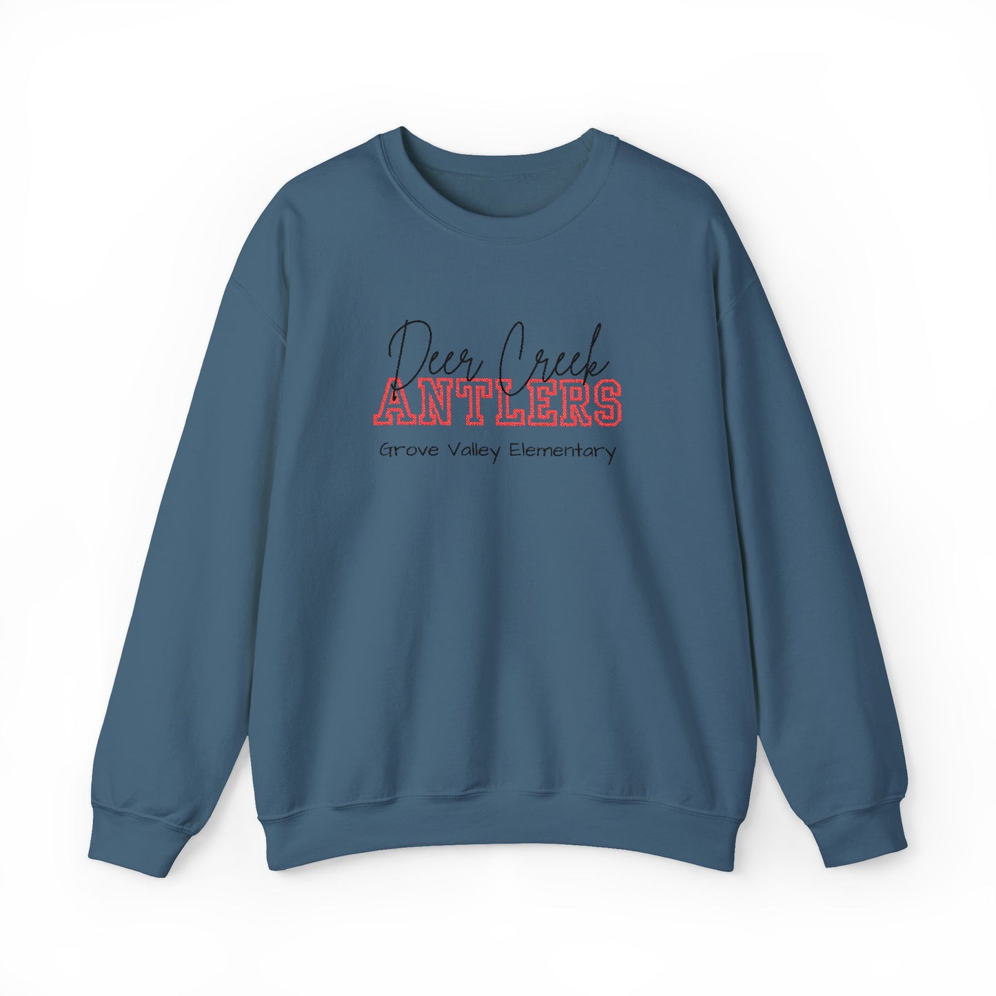 Personalized Embroidered Deer Creek Antlers Crewneck Sweatshirt