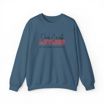 Personalized Embroidered Deer Creek Antlers Crewneck Sweatshirt
