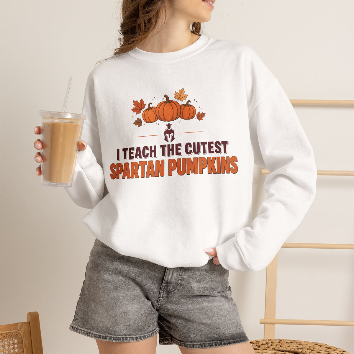 Bixby Spartans Teacher - "I Teach The Cutest Spartan Pumpkins" Fall Sweatshirt