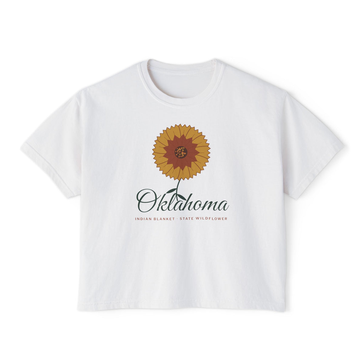 Indian Blanket Garden Script Oklahoma Boxy Comfort Colors Tee