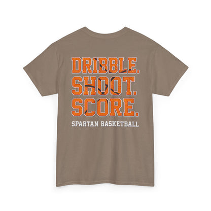 Dribble. Shoot. Score. Spartan Basketball Gildan Tee