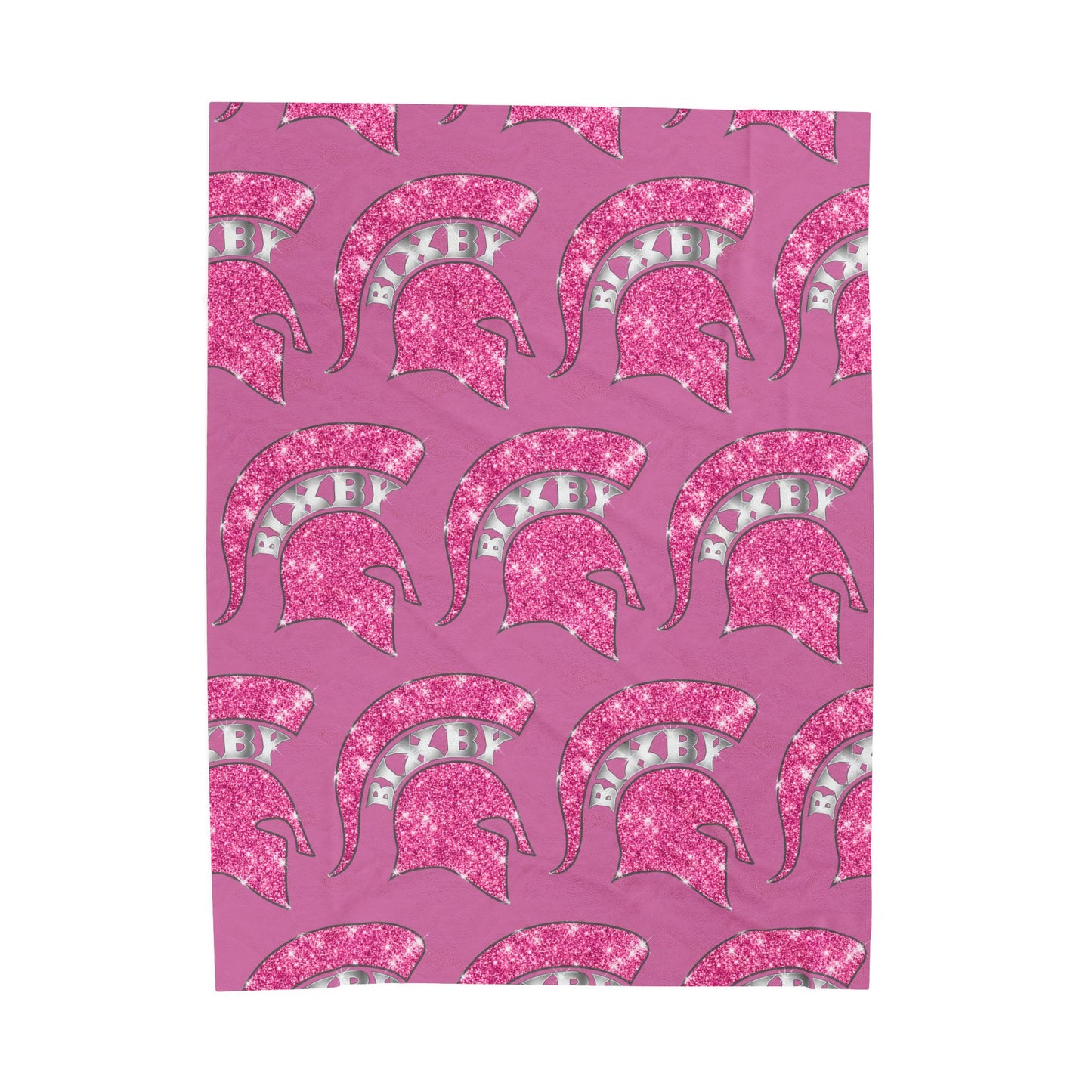 Spartan Pink Bling Logo Velveteen Plush Blanket