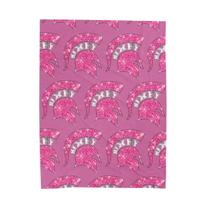 Spartan Pink Bling Logo Velveteen Plush Blanket