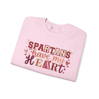Spartans Have My Heart Crewneck Sweatshirt with Sleeve Bow