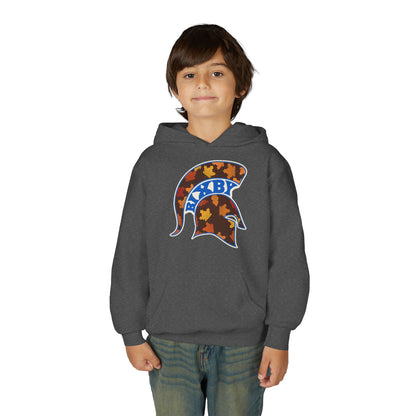 Bixby Spartans Fall Leaves Helmet Youth Hoodie – Kids Autumn Game Day Hoodie