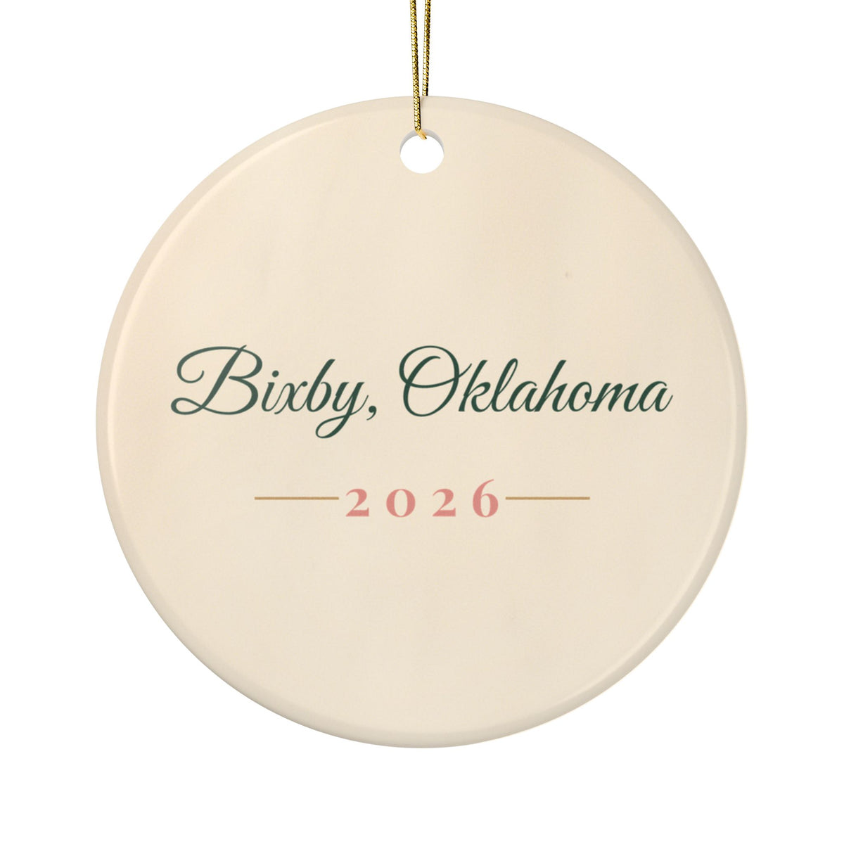 Bixby Oklahoma Prairie Water Tower Ornament, reverse side