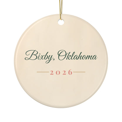 Bixby Oklahoma Prairie Water Tower Ornament, reverse side