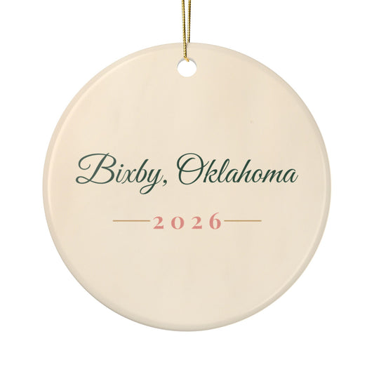 Bixby Oklahoma Prairie Water Tower Ornament, reverse side