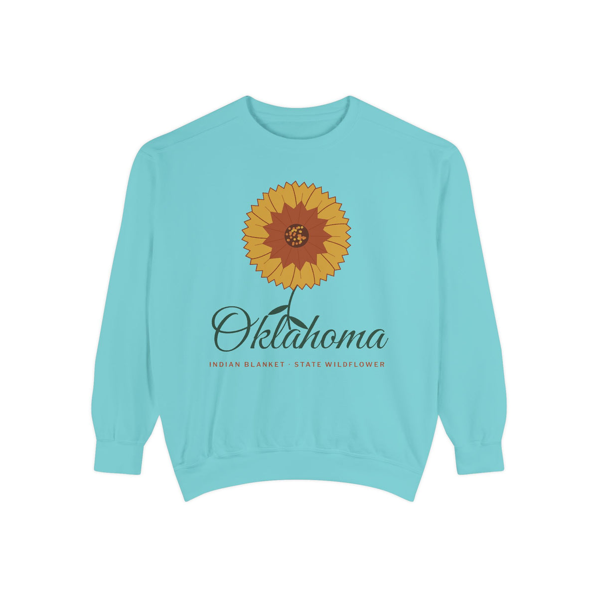 Indian Blanket Garden Script Oklahoma Crewneck Sweatshirt | Comfort Colors