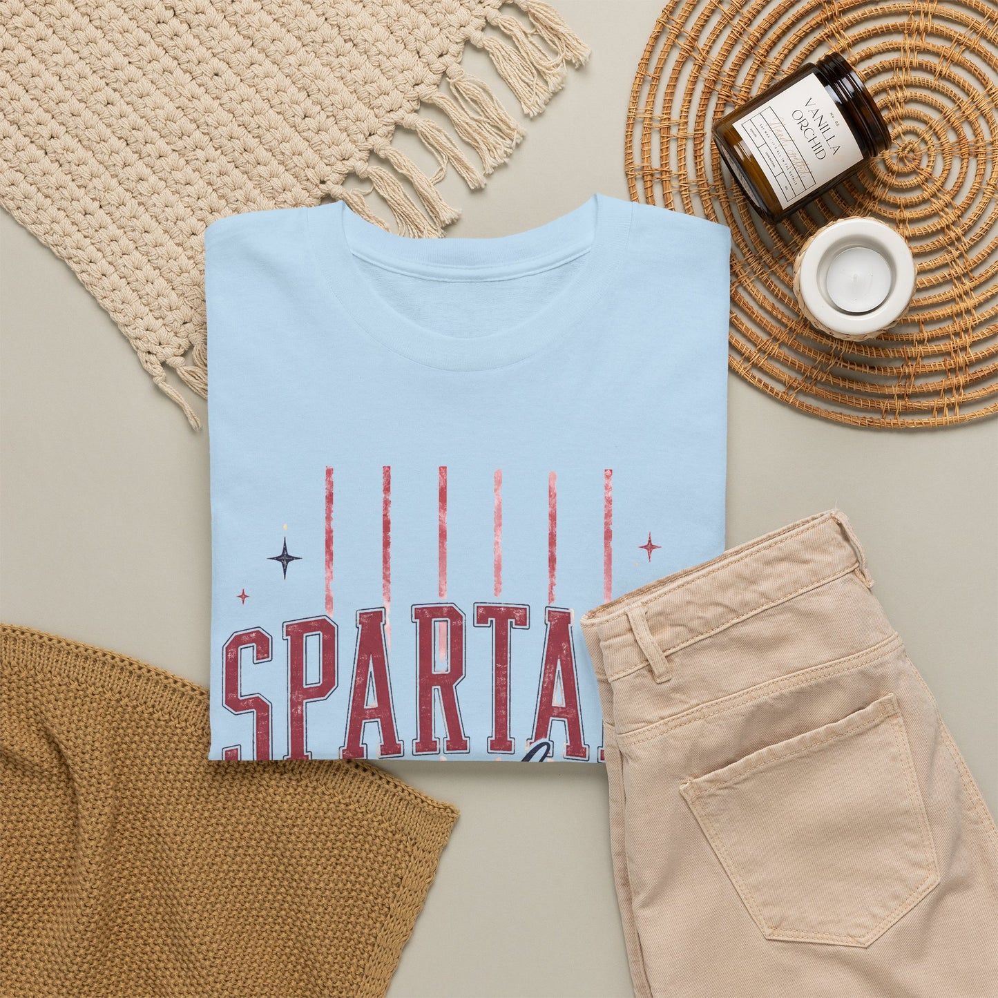 Spartans Bixby T-Shirt — Vintage Red Striped School Spirit Tee
