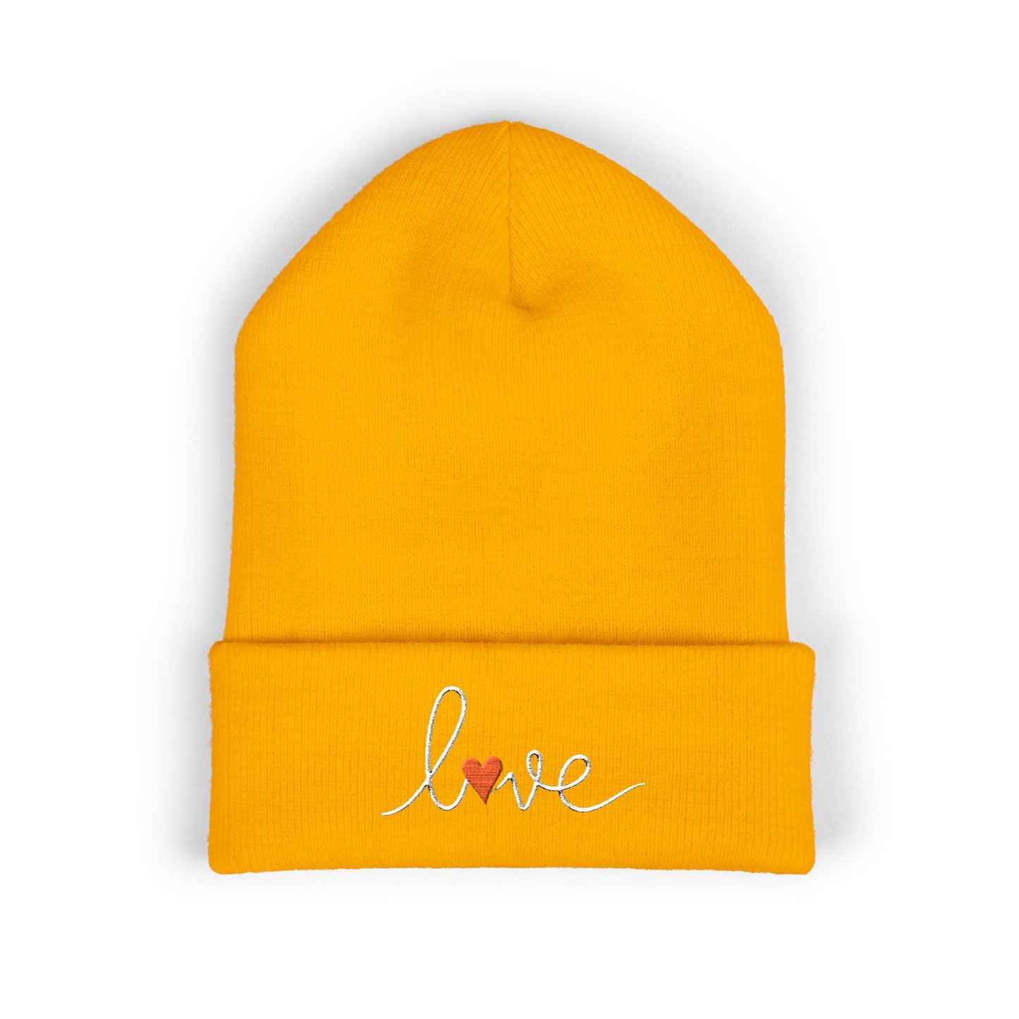 Love Embroidered Cuffed Beanie Cozy Casual Knit