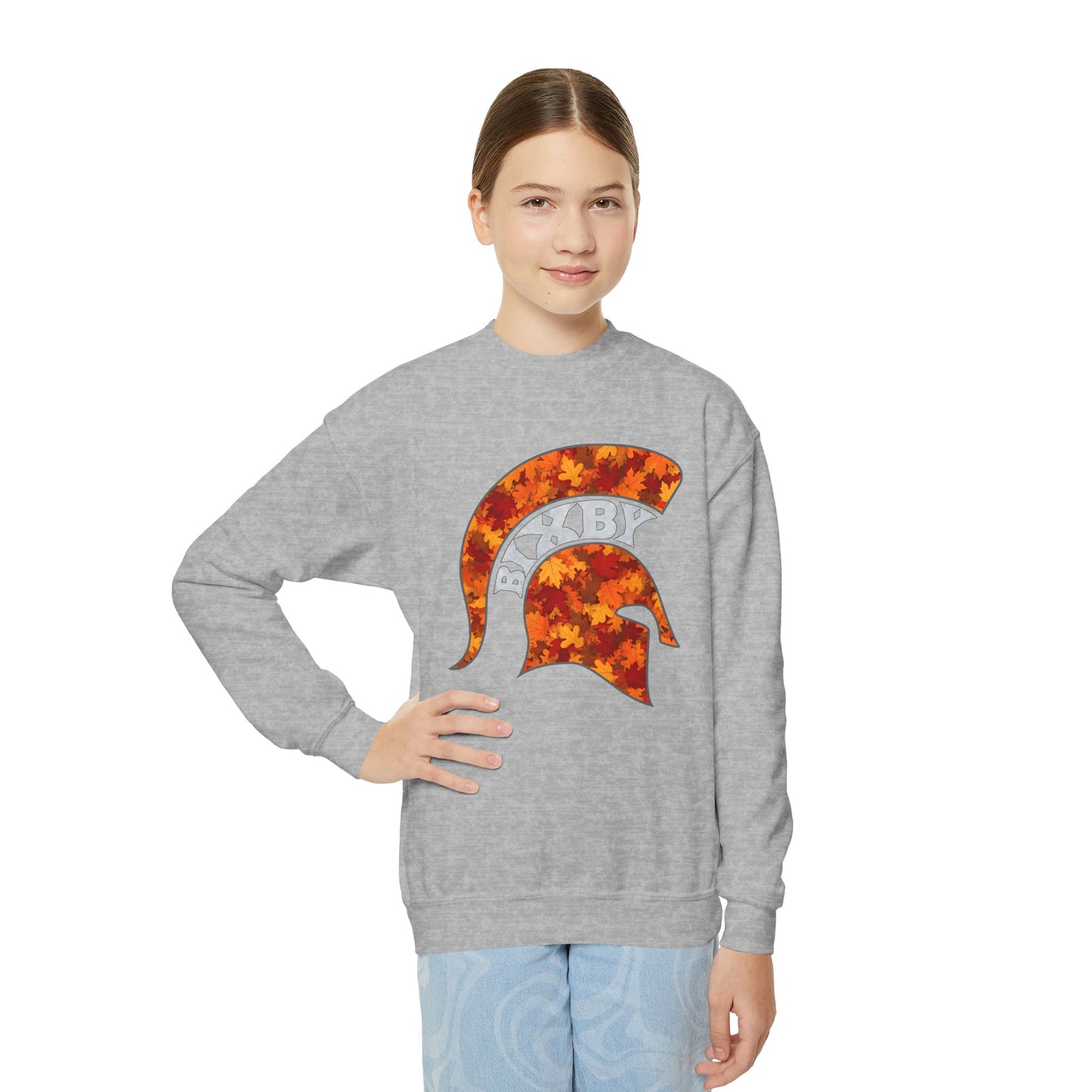 Bixby Spartan Fall Helmet Youth Gildan Sweatshirt