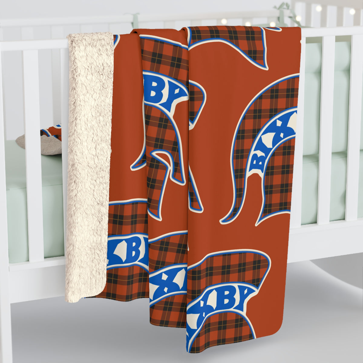 Red Plaid Bixby Spartans Helmet Sherpa Fleece Blanket – Cozy Fall Throw