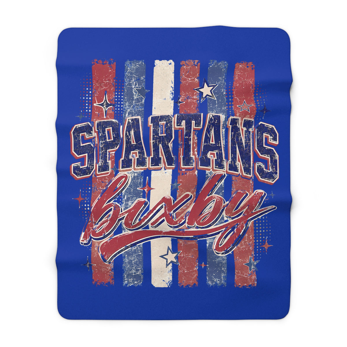 Spartans Bixby Sherpa Blanket – Vintage Red, White & Blue Team Throw