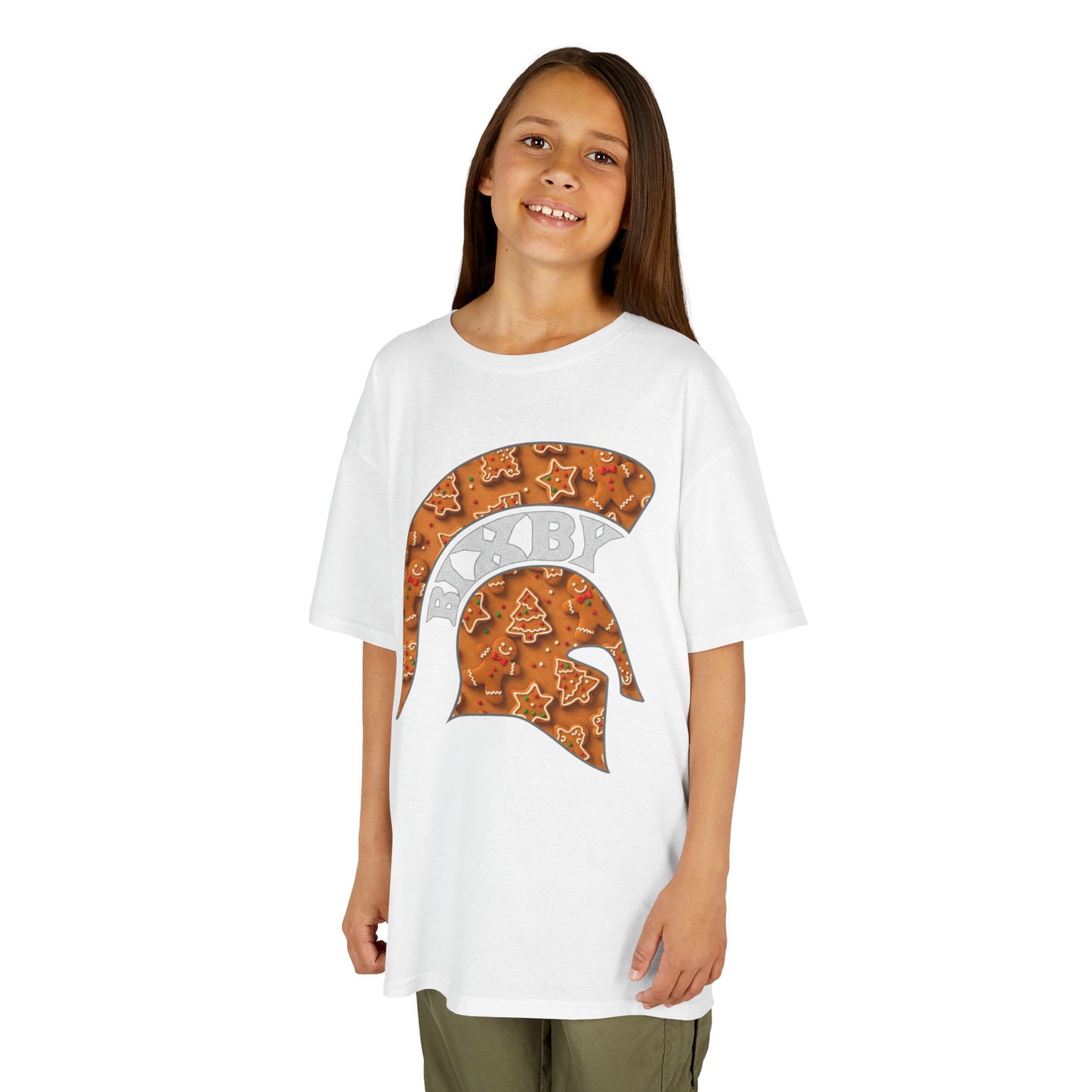 Bixby Spartan Gingerbread Helmet Youth Gildan Tee