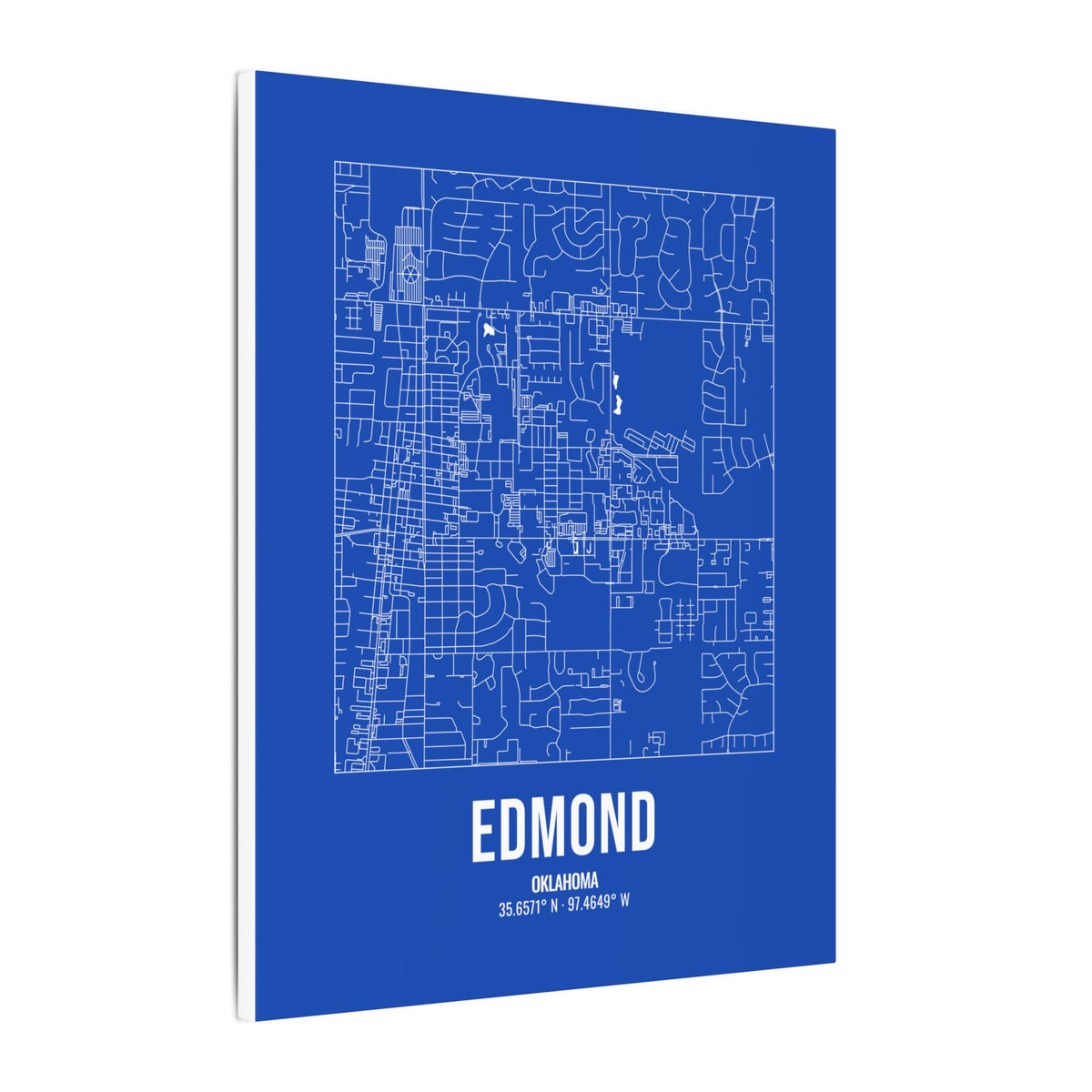 Edmond Street Map Canvas, White on Royal Blue