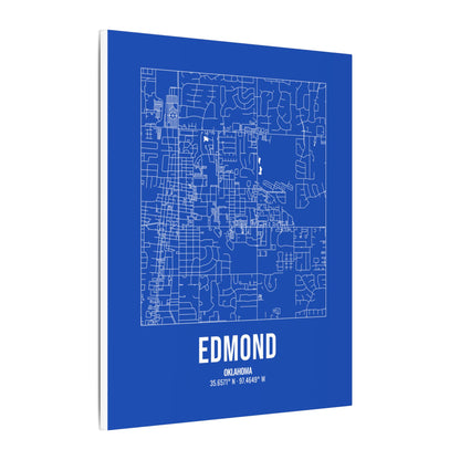 Edmond Street Map Canvas, White on Royal Blue