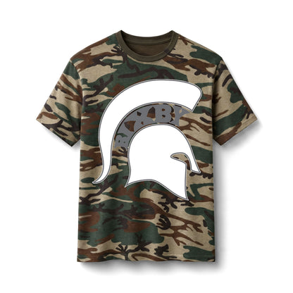 Bixby Spartans Camo Spartan Helmet - Military Style Cotton T‑ Tee
