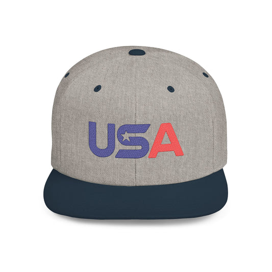 Patriotic USA Embroidered Flat Bill Snapback