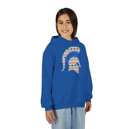 Bixby Spartans Ugly Sweater Helmet Youth Hoodie, Kids Christmas