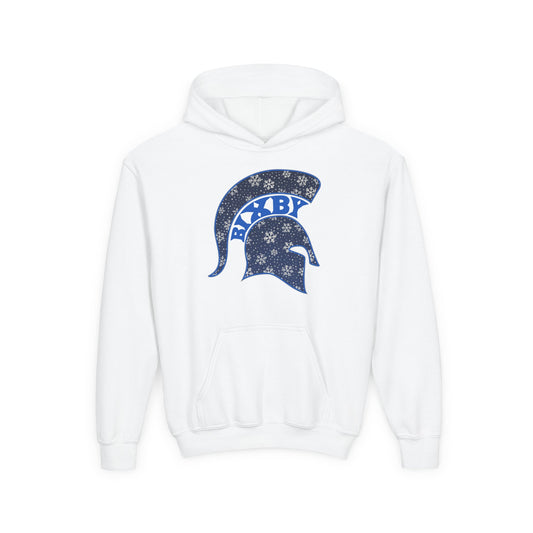 Bixby Spartans Snowflake Helmet Youth Hoodie, Kids Winter