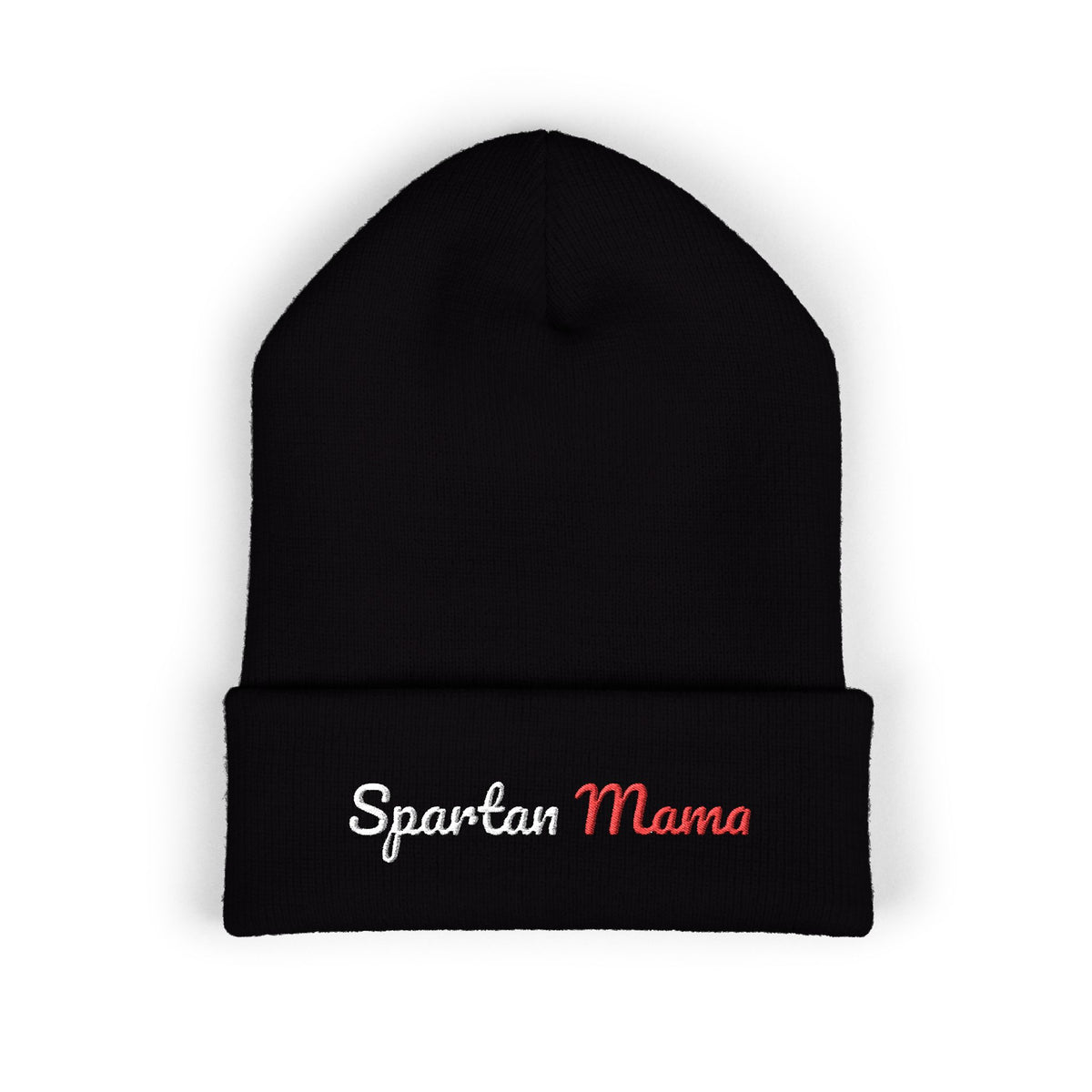 Spartan Mama Embroidered Cuffed Beanie – Cozy Winter Hat for Proud Moms